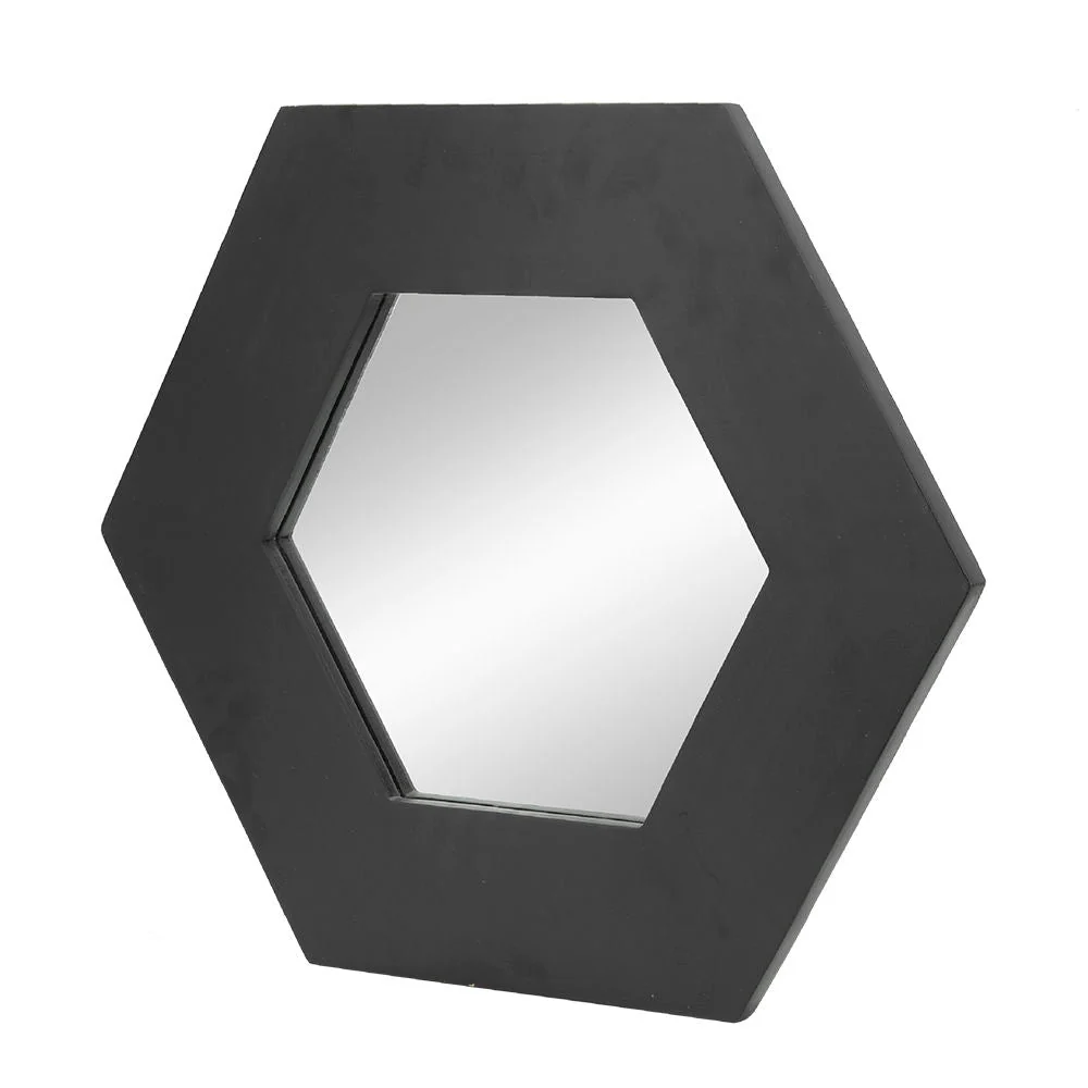 Hexagon Mirror With Natural Wood Frame - Image 6