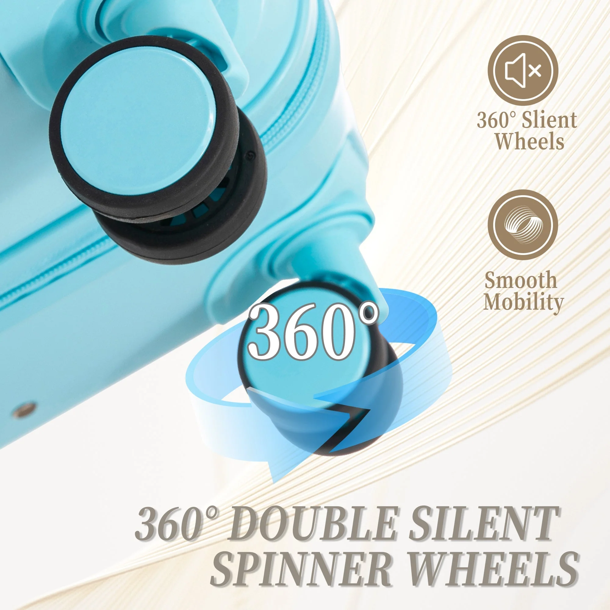 HIFINE Tourist 3-Piece ABS Spinner Wheel Luggage Set (Blue) - Image 11