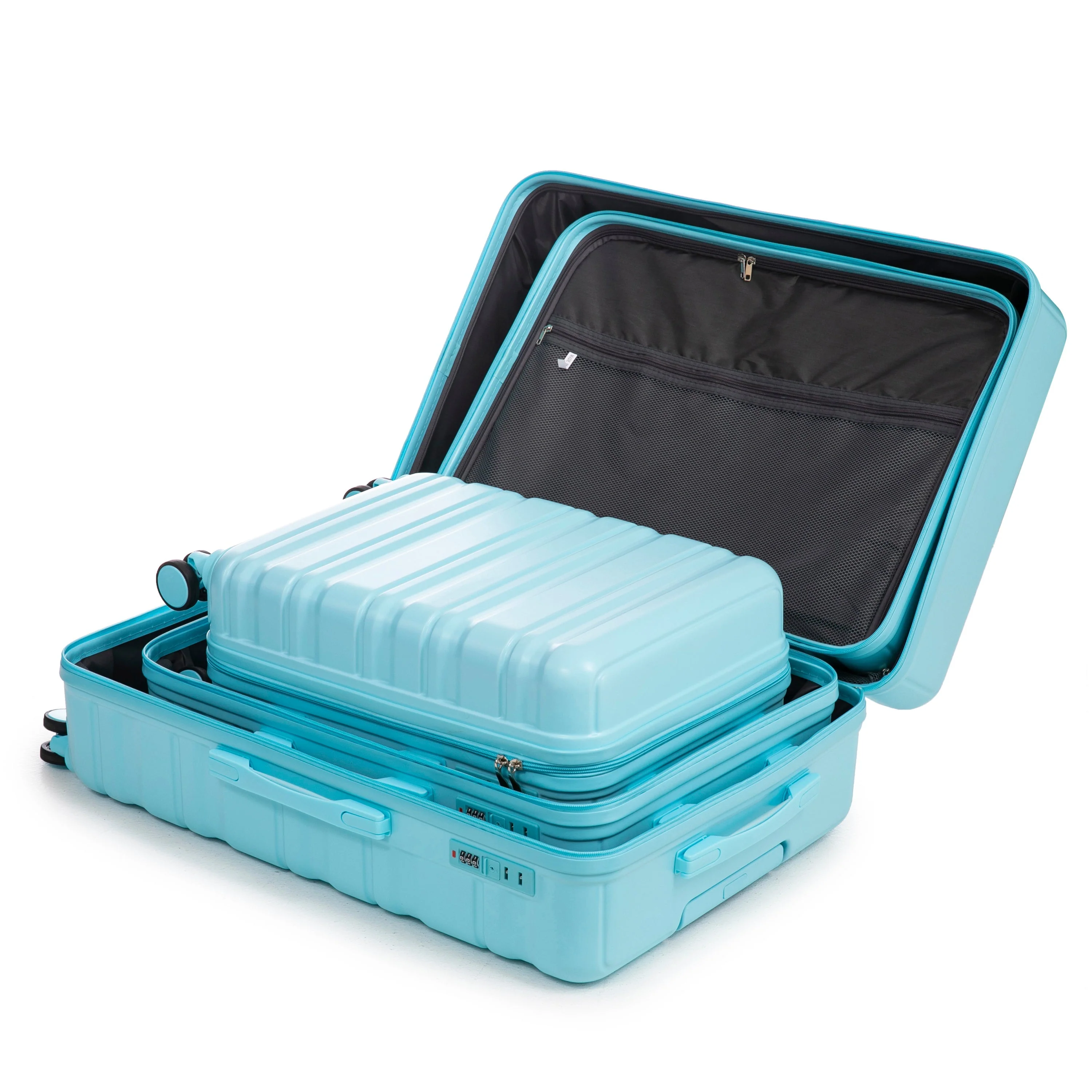 HIFINE Tourist 3-Piece ABS Spinner Wheel Luggage Set (Blue) - Image 16