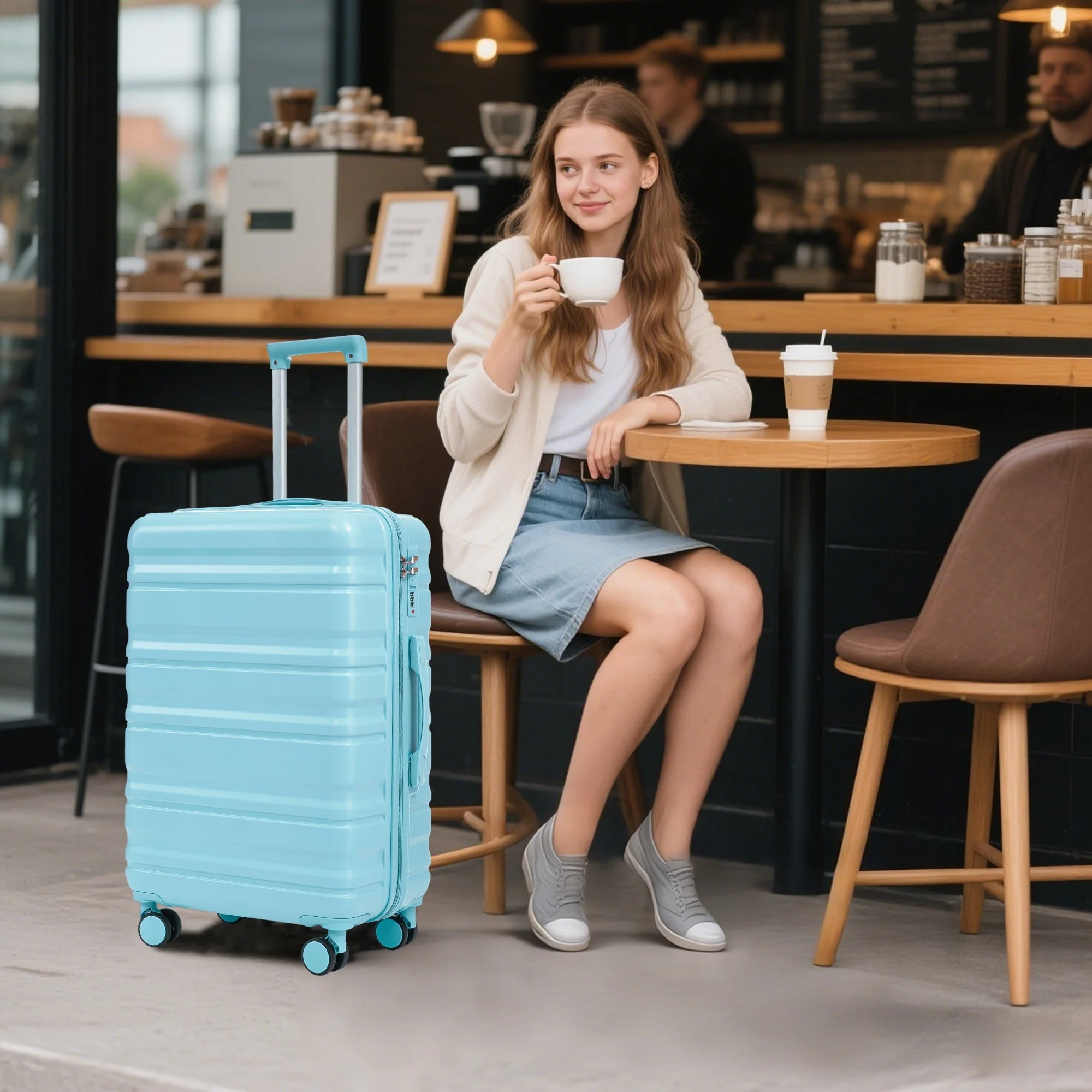 HIFINE Tourist 3-Piece ABS Spinner Wheel Luggage Set (Blue) - Image 4