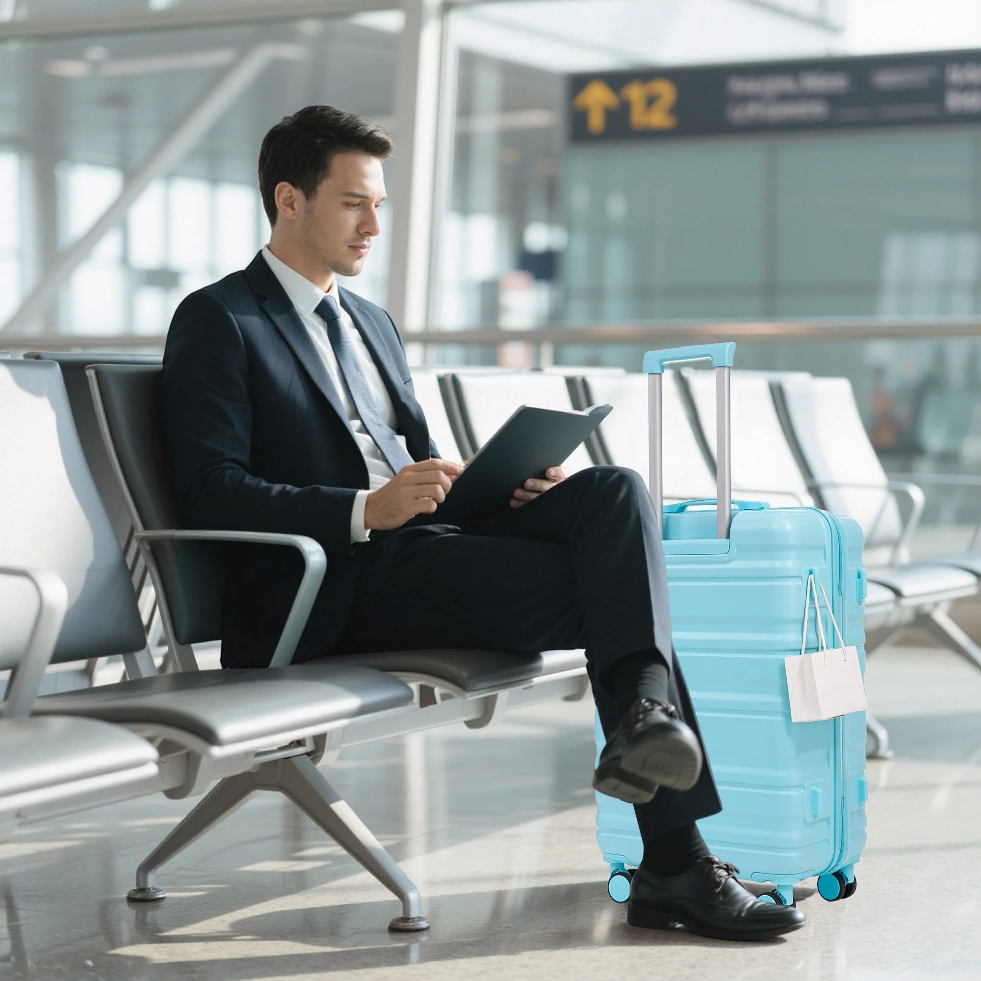 HIFINE Tourist 3-Piece ABS Spinner Wheel Luggage Set (Blue) - Image 5