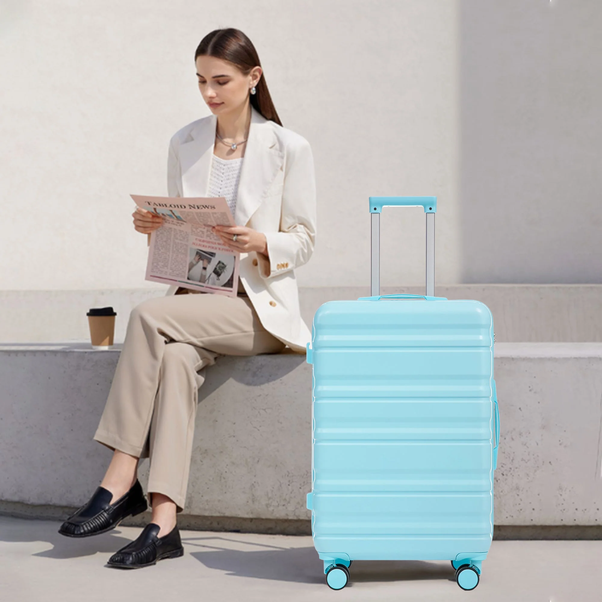 HIFINE Tourist 3-Piece ABS Spinner Wheel Luggage Set (Blue) - Image 6