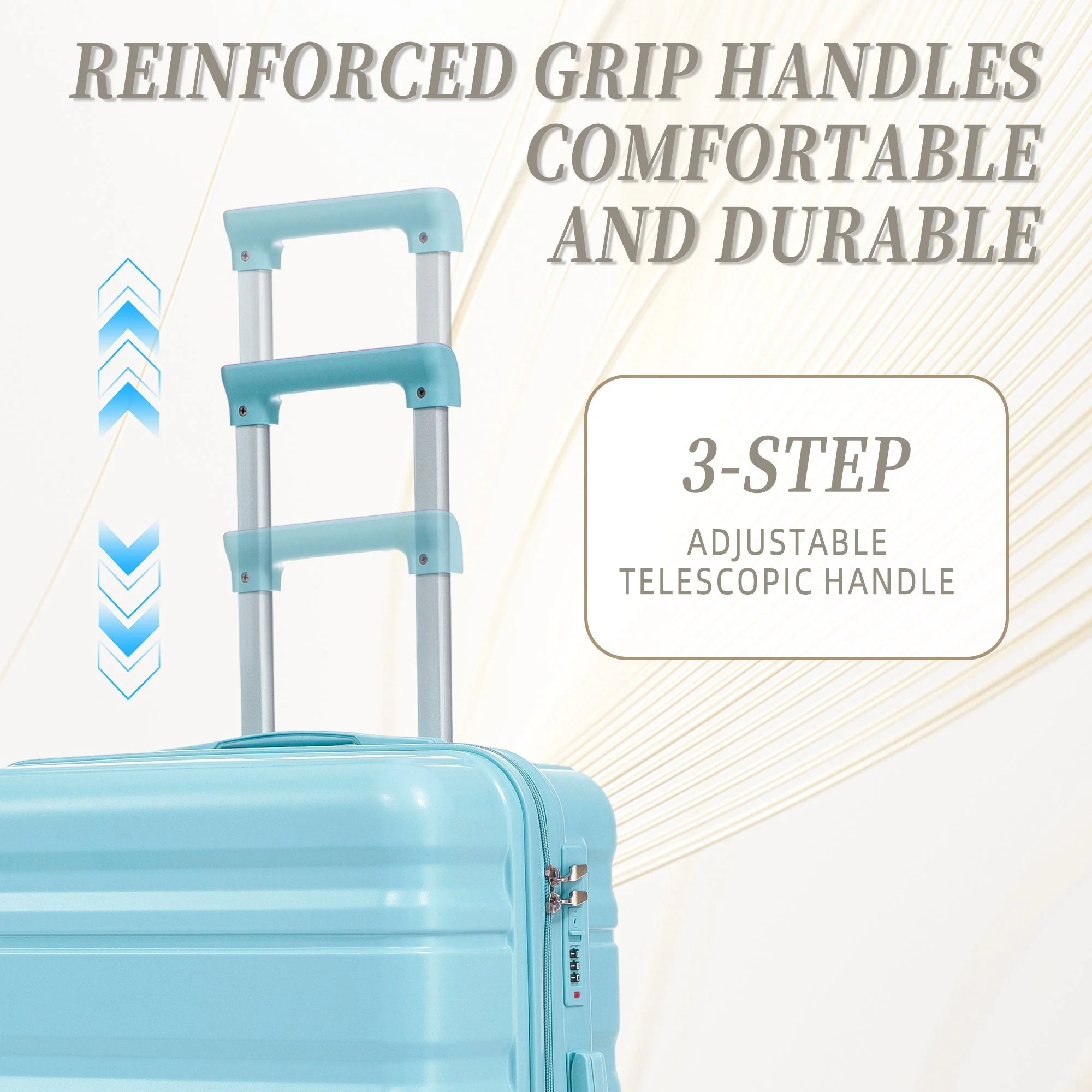 HIFINE Tourist 3-Piece ABS Spinner Wheel Luggage Set (Blue) - Image 7