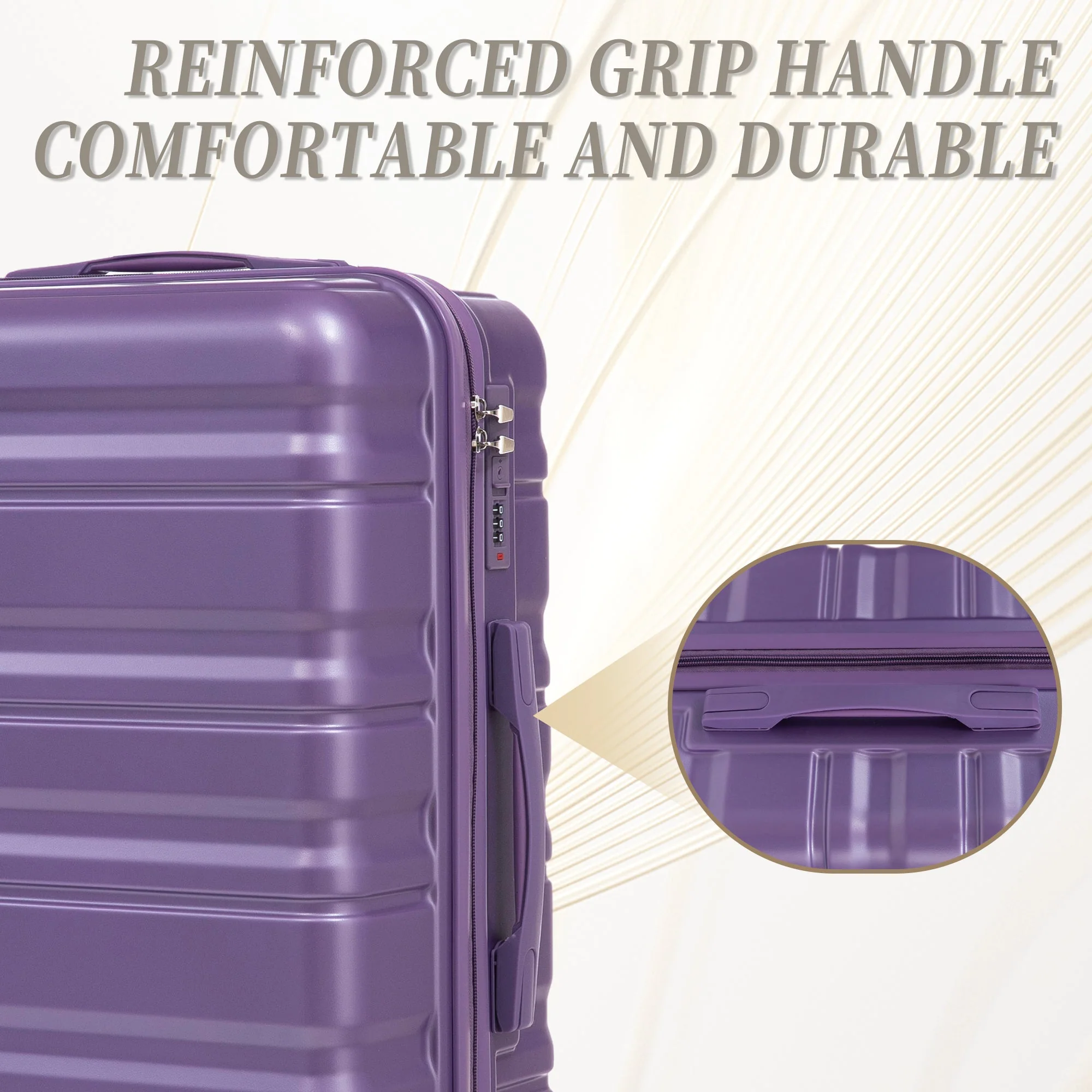 HIFINE Tourist 3-Piece ABS Spinner Wheel Luggage Set (Purple) - Image 10