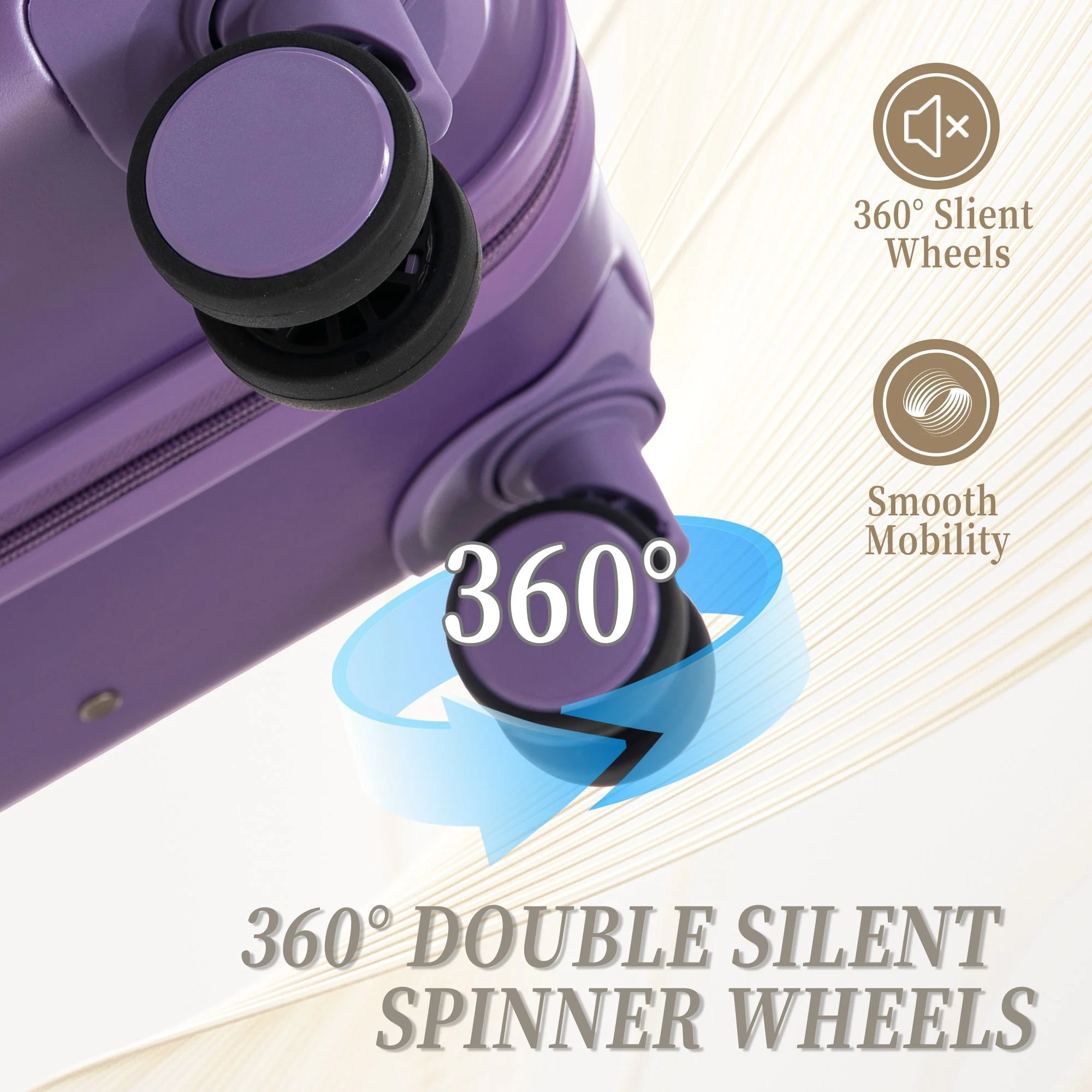 HIFINE Tourist 3-Piece ABS Spinner Wheel Luggage Set (Purple) - Image 11