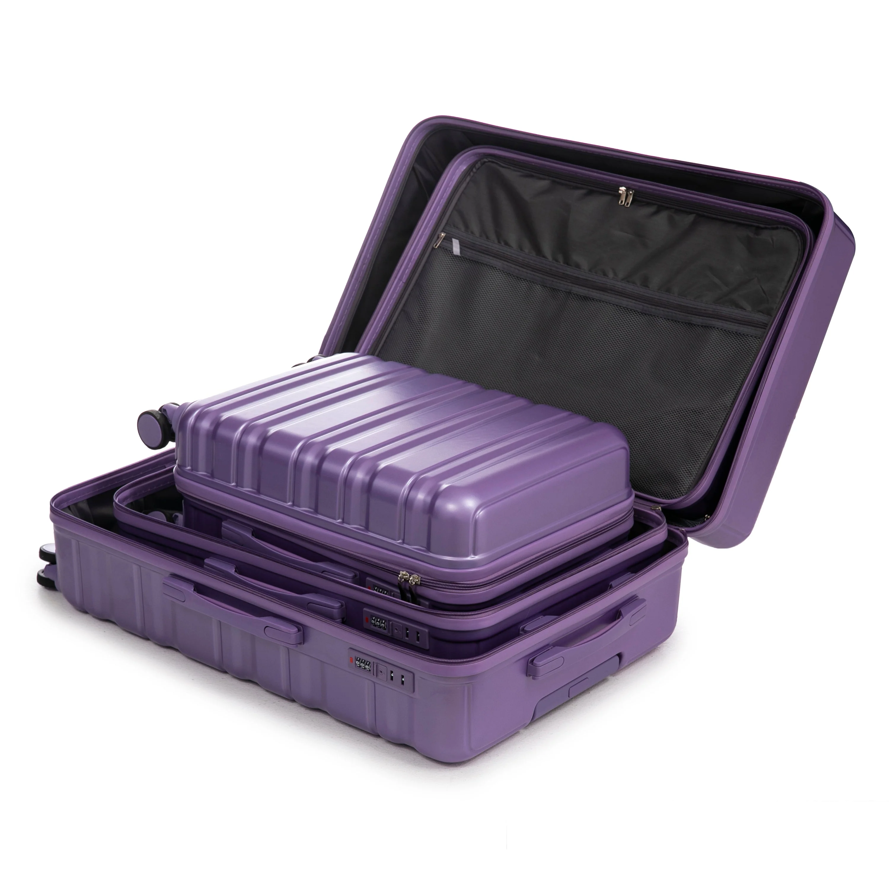 HIFINE Tourist 3-Piece ABS Spinner Wheel Luggage Set (Purple) - Image 13