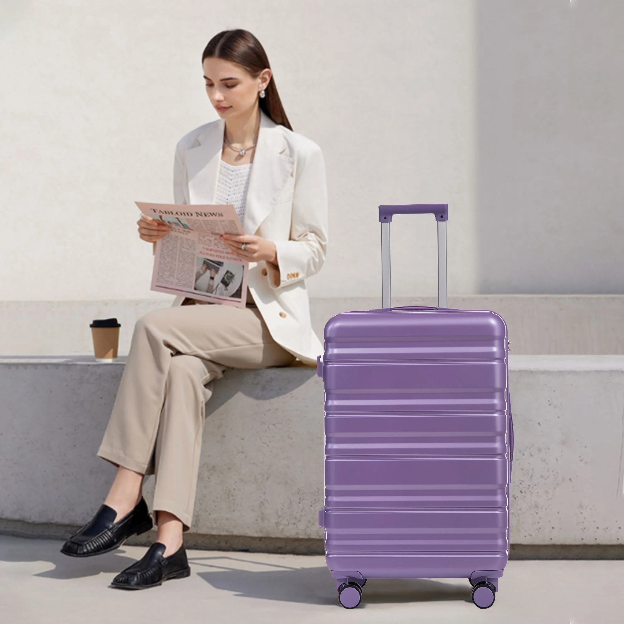 HIFINE Tourist 3-Piece ABS Spinner Wheel Luggage Set (Purple) - Image 5