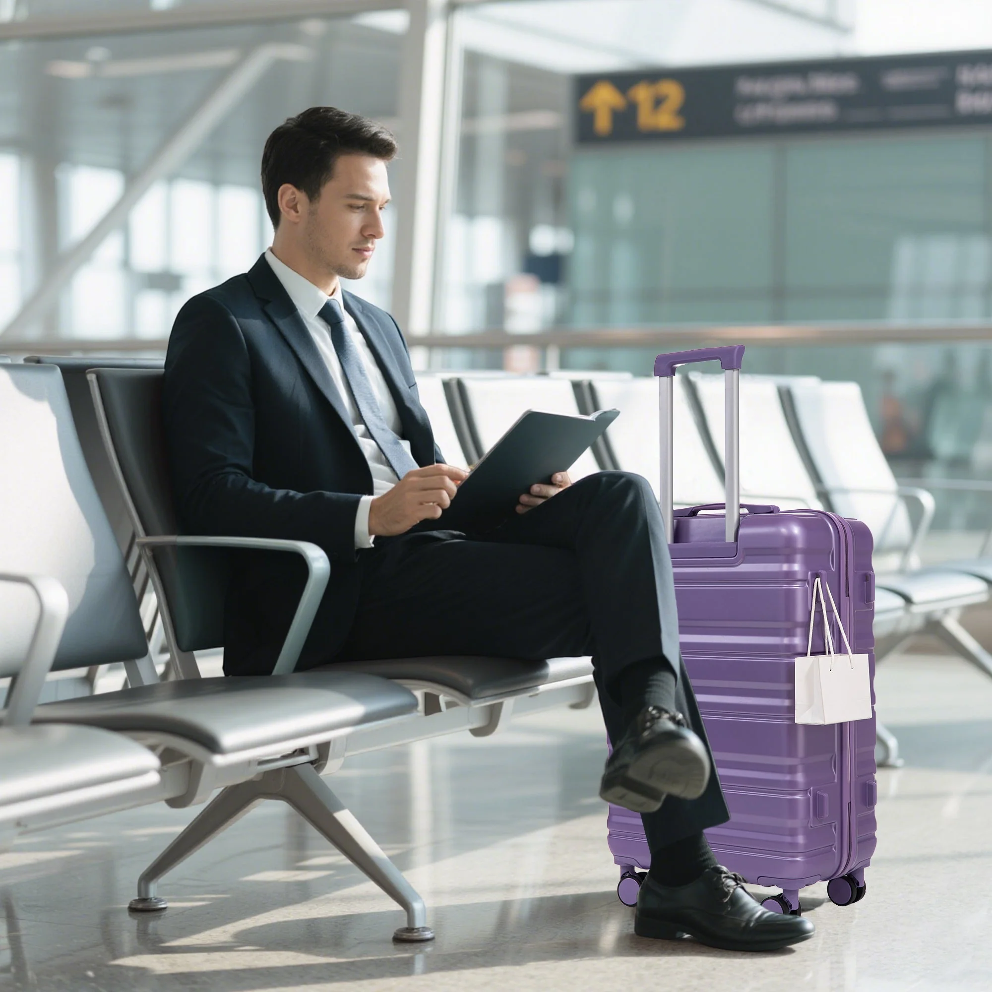 HIFINE Tourist 3-Piece ABS Spinner Wheel Luggage Set (Purple) - Image 6