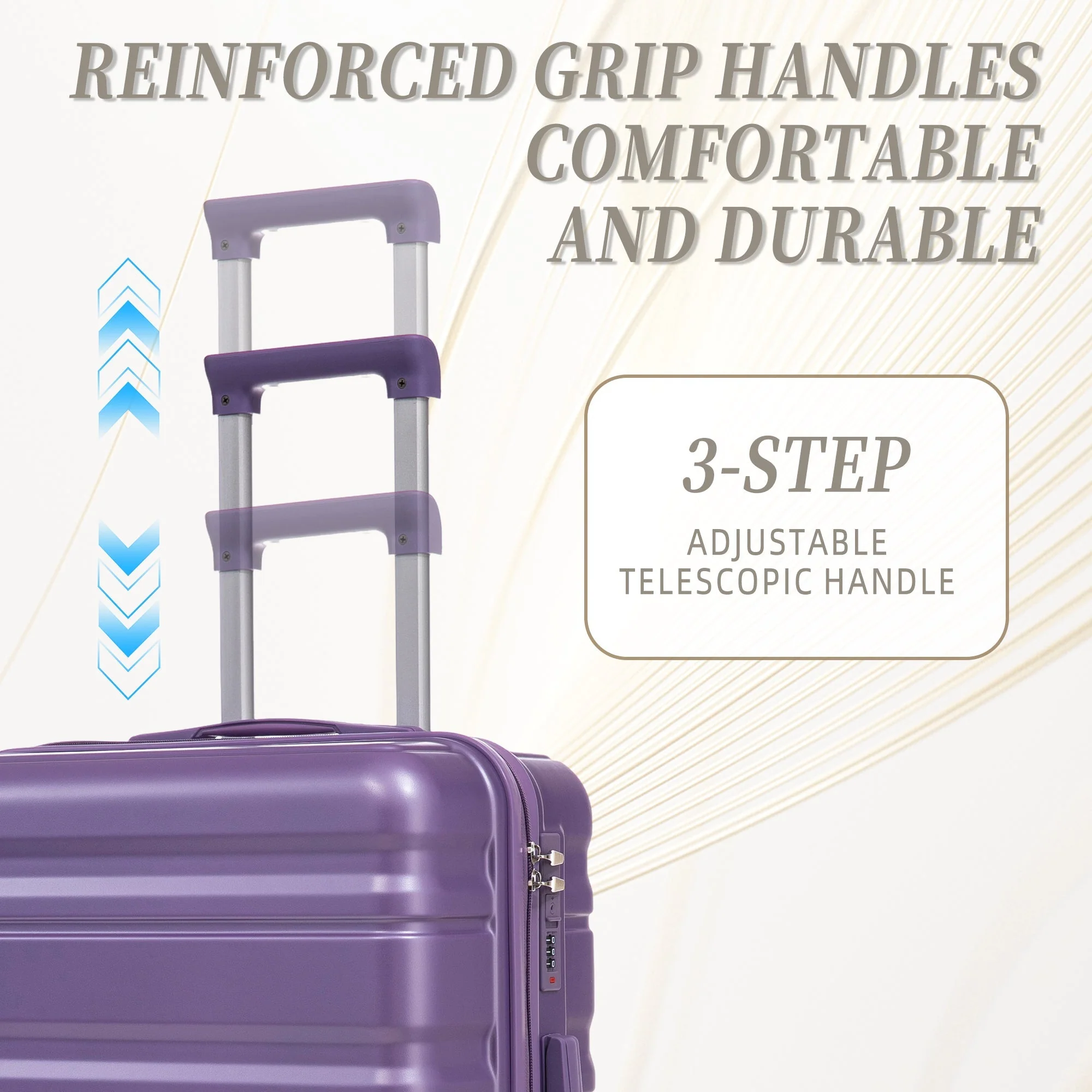 HIFINE Tourist 3-Piece ABS Spinner Wheel Luggage Set (Purple) - Image 7