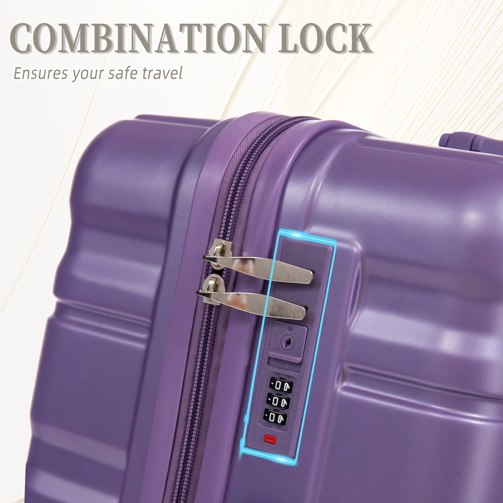 HIFINE Tourist 3-Piece ABS Spinner Wheel Luggage Set (Purple) - Image 8