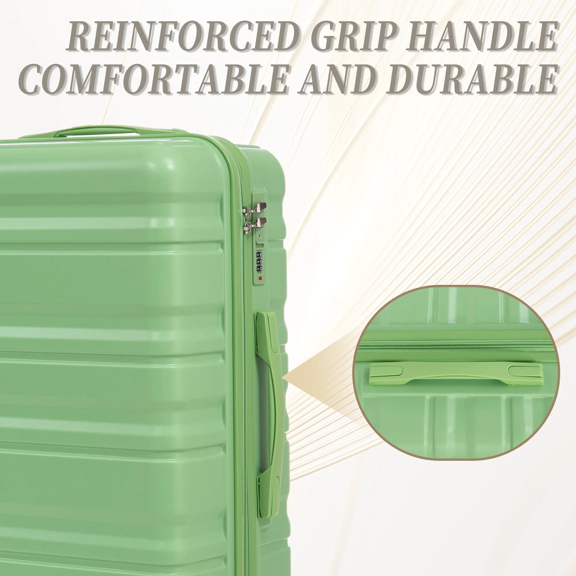 HIFINE Tourist 3-Piece Spinner Wheel Luggage Set in Green - Image 10