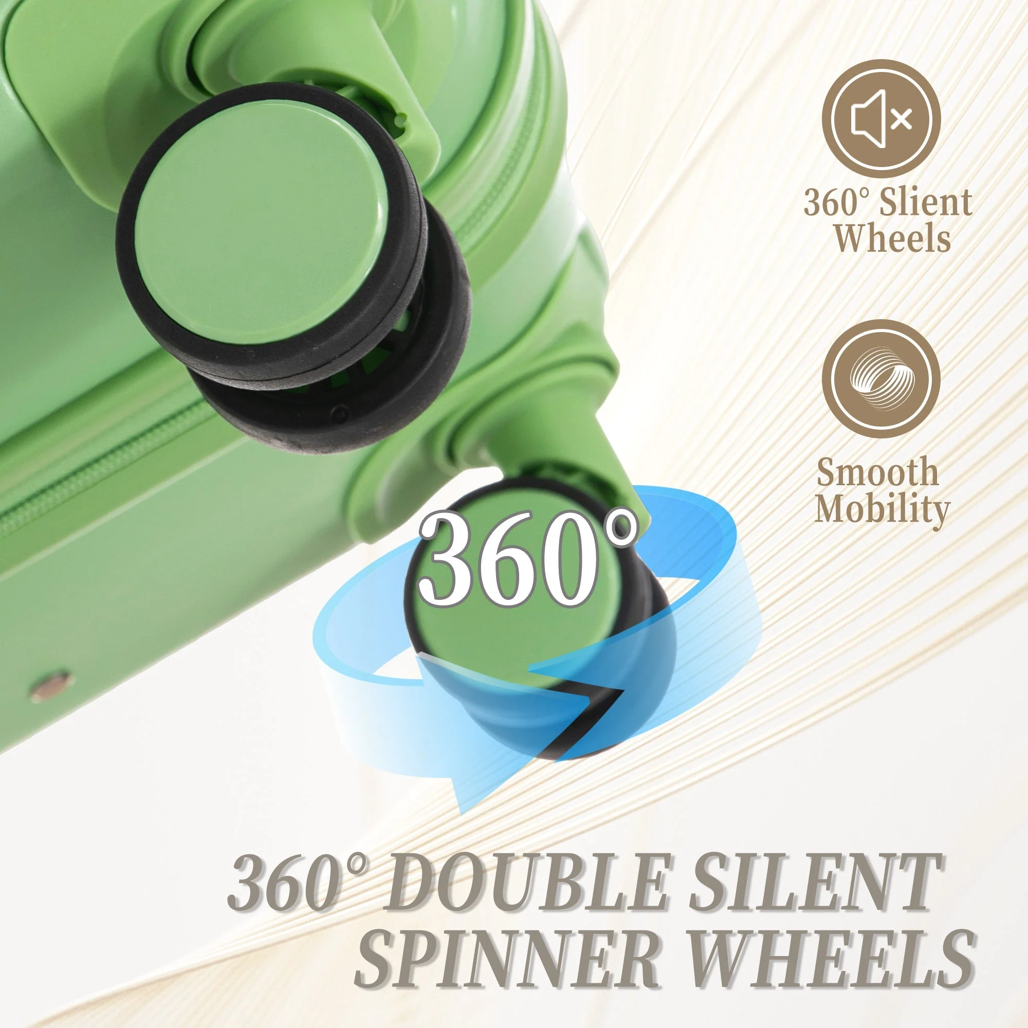 HIFINE Tourist 3-Piece Spinner Wheel Luggage Set in Green - Image 11