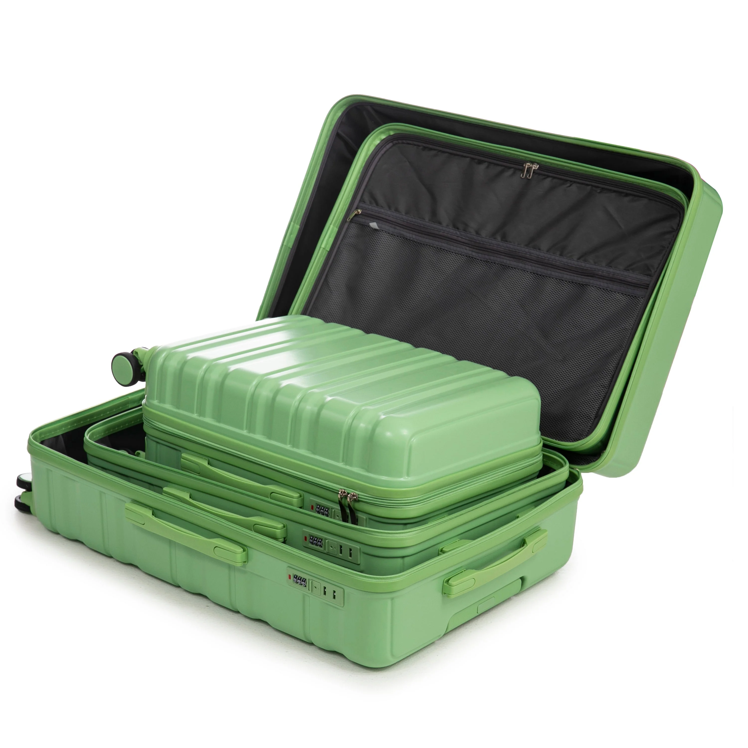 HIFINE Tourist 3-Piece Spinner Wheel Luggage Set in Green - Image 19