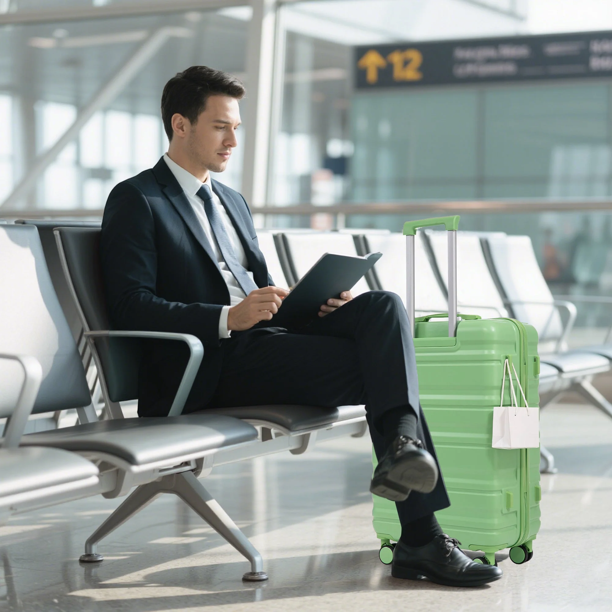 HIFINE Tourist 3-Piece Spinner Wheel Luggage Set in Green - Image 5