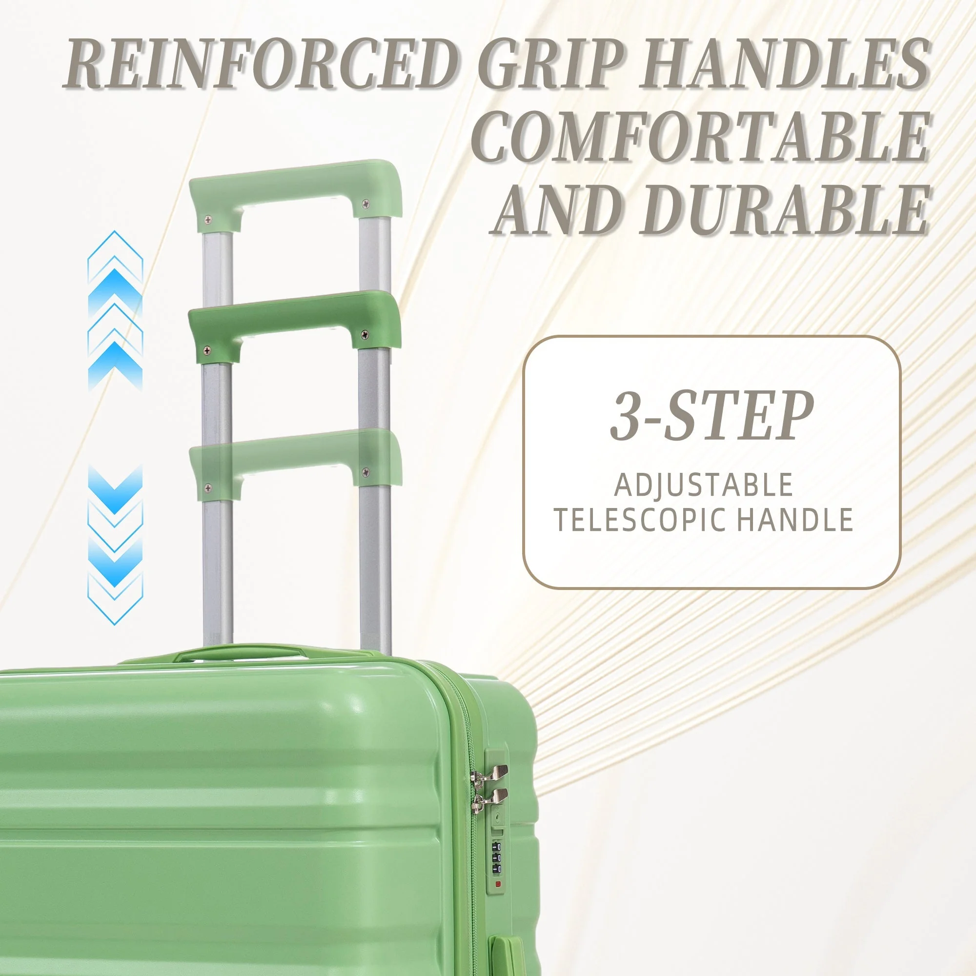 HIFINE Tourist 3-Piece Spinner Wheel Luggage Set in Green - Image 7