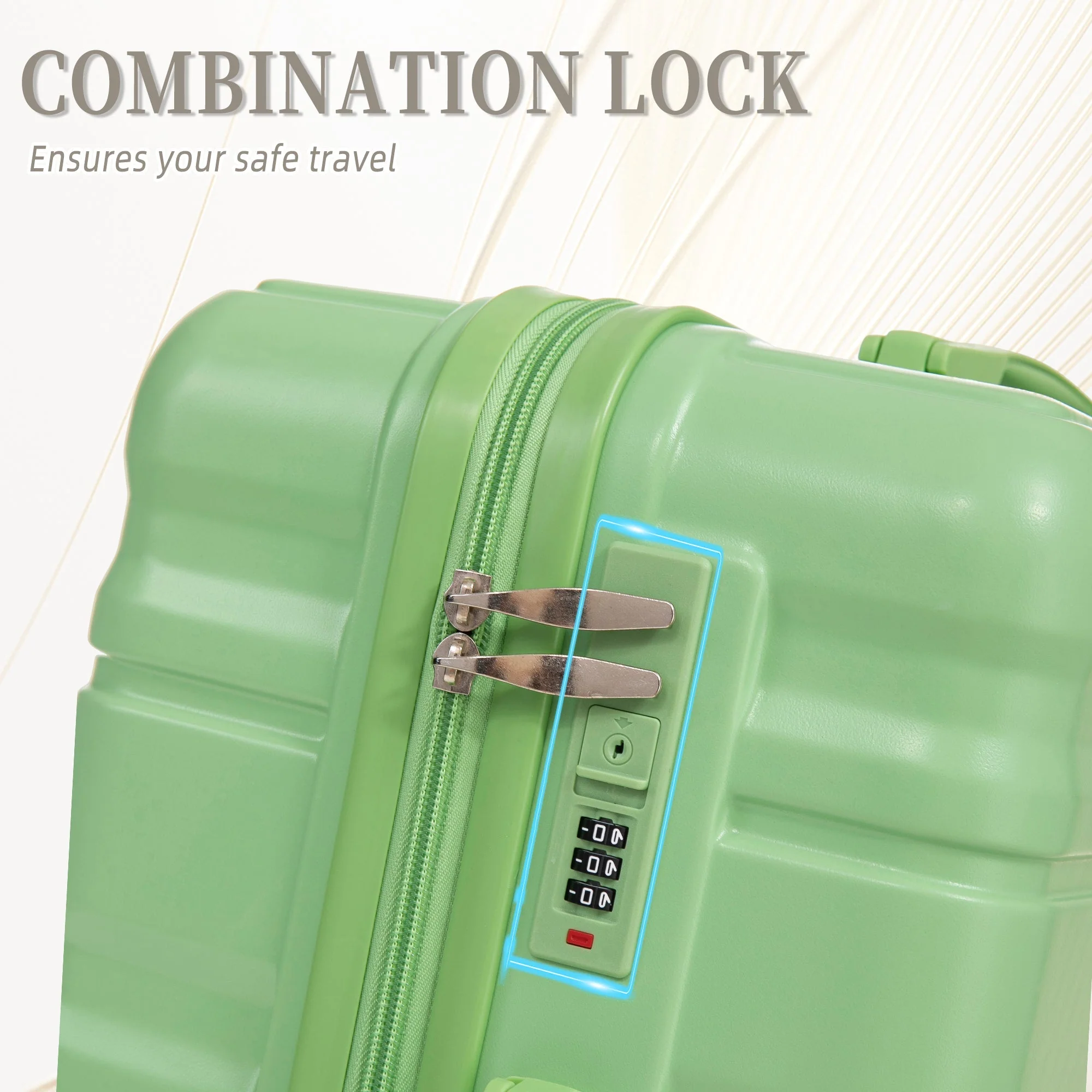 HIFINE Tourist 3-Piece Spinner Wheel Luggage Set in Green - Image 8