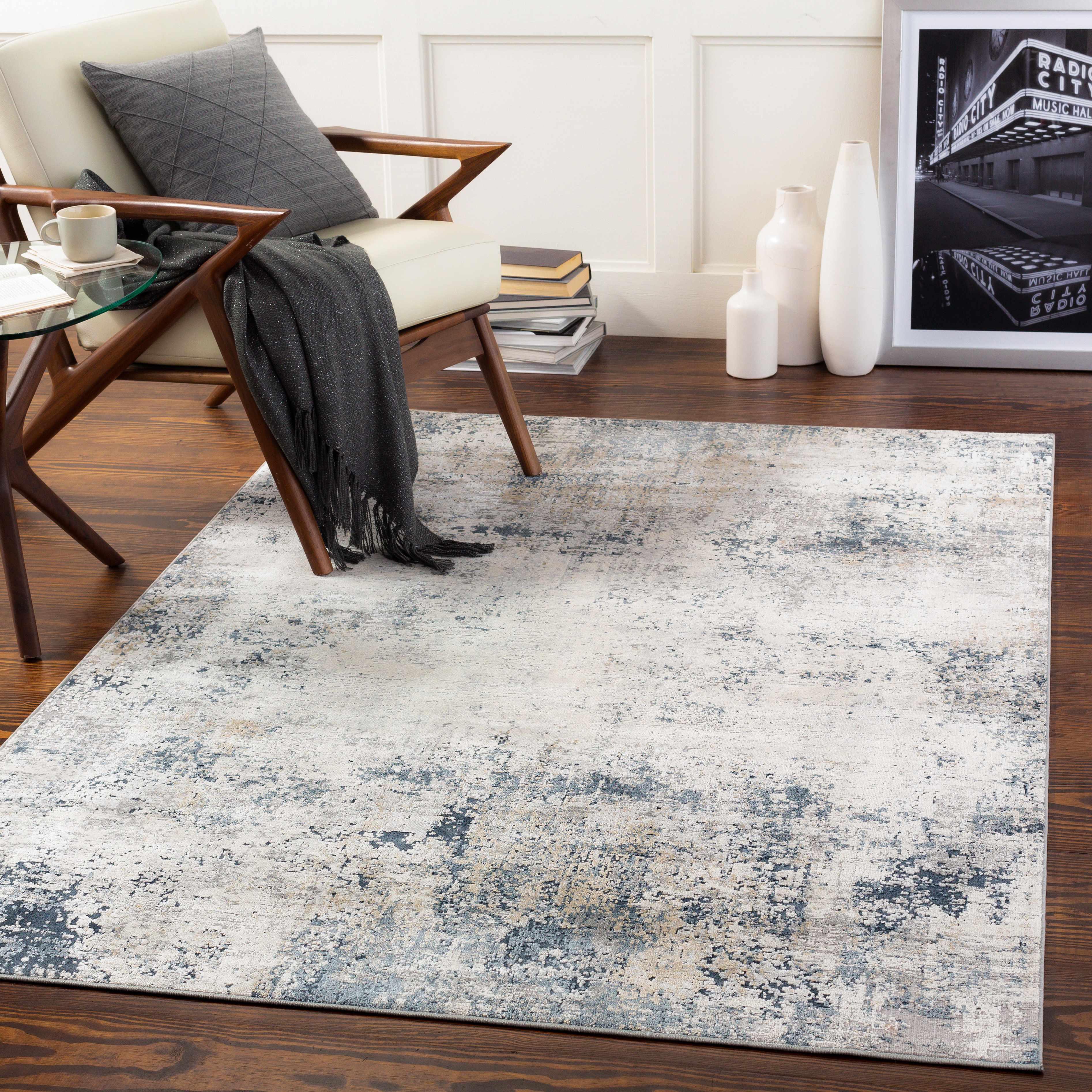 Higden Abstract Denim Blue Rug - Image 2