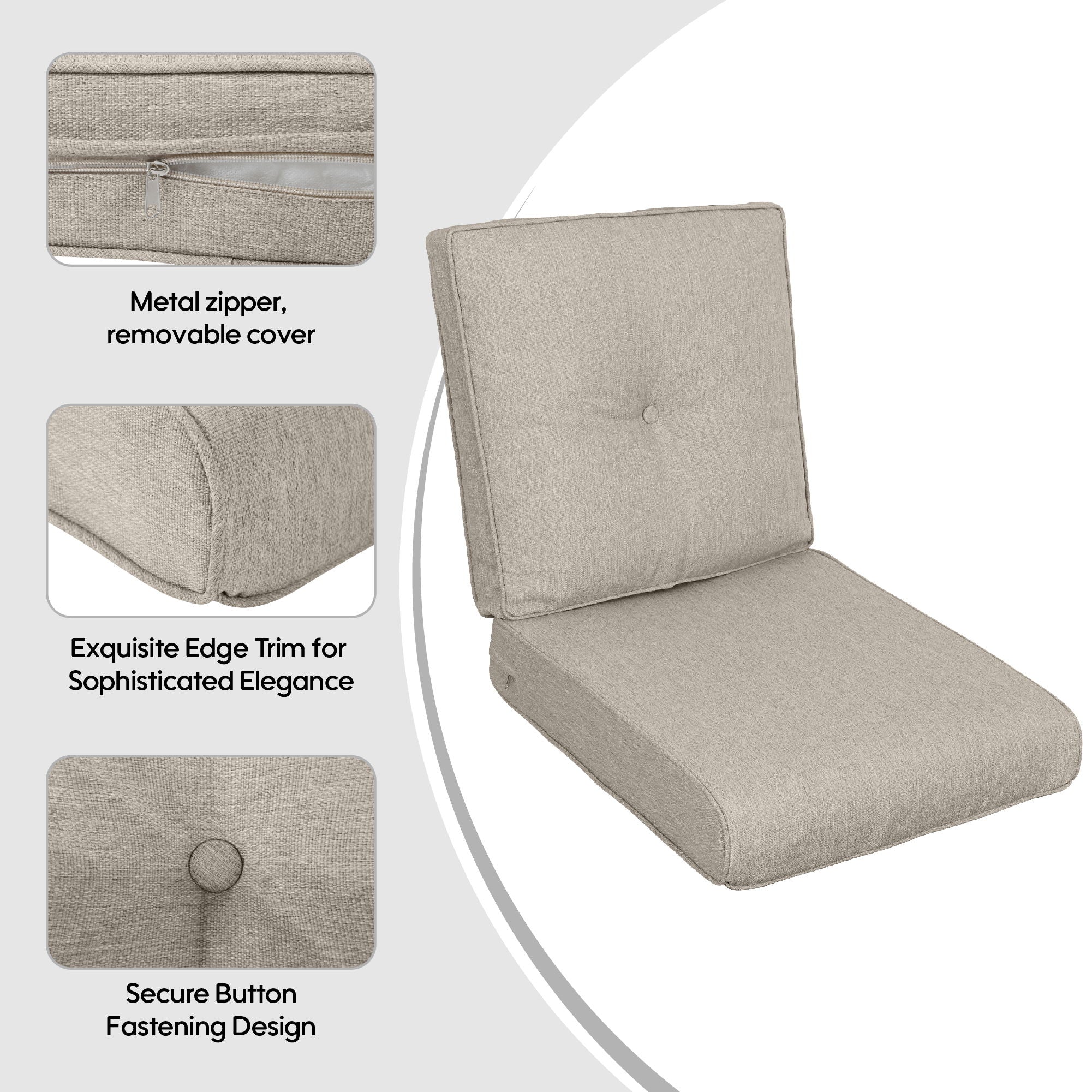 High Back Patio Chair Cushions For Garden (Set of 2) - Image 3