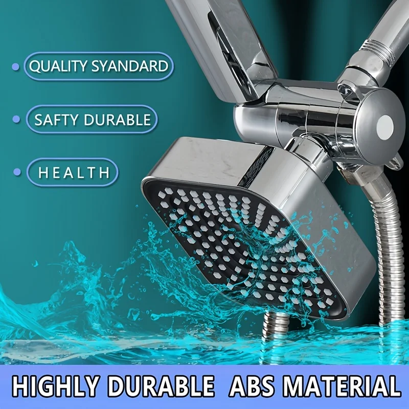 High-Flow 2-in-1 Handheld & Rain Shower Head Set Square Wall-Mounted Bathroom - Image 6