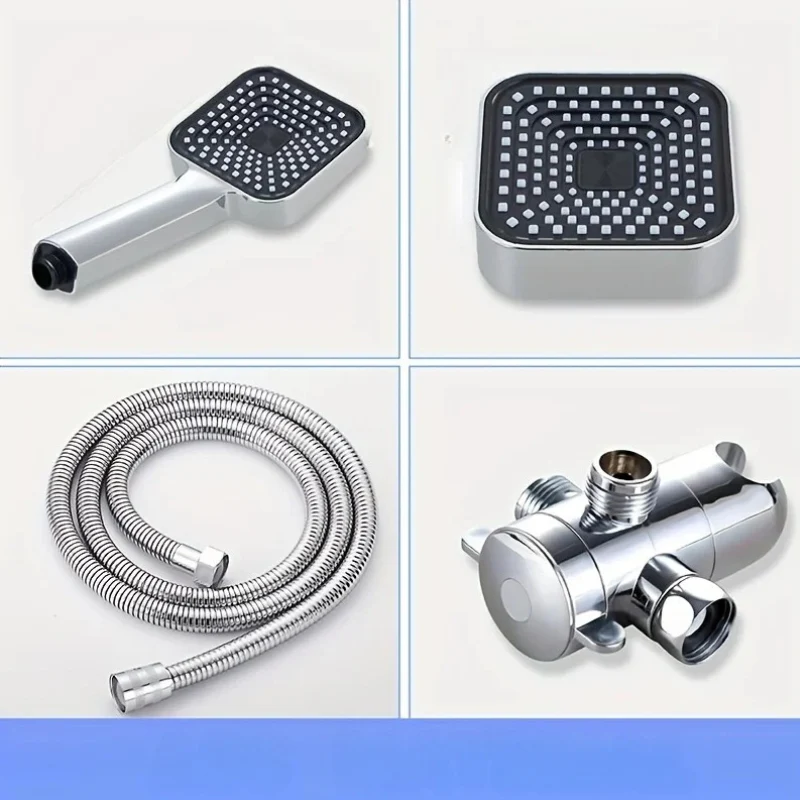 High-Flow 2-in-1 Handheld & Rain Shower Head Set Square Wall-Mounted Bathroom - Image 8