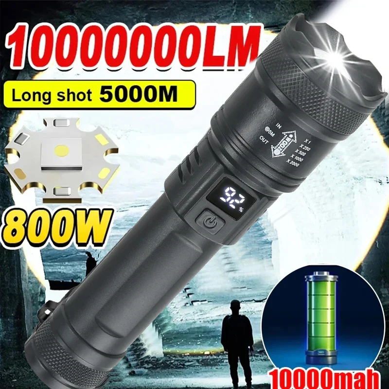 High Power LED Flashlight 2000LM Rechargeable Tactical Torch Zoom Camping - Image 2