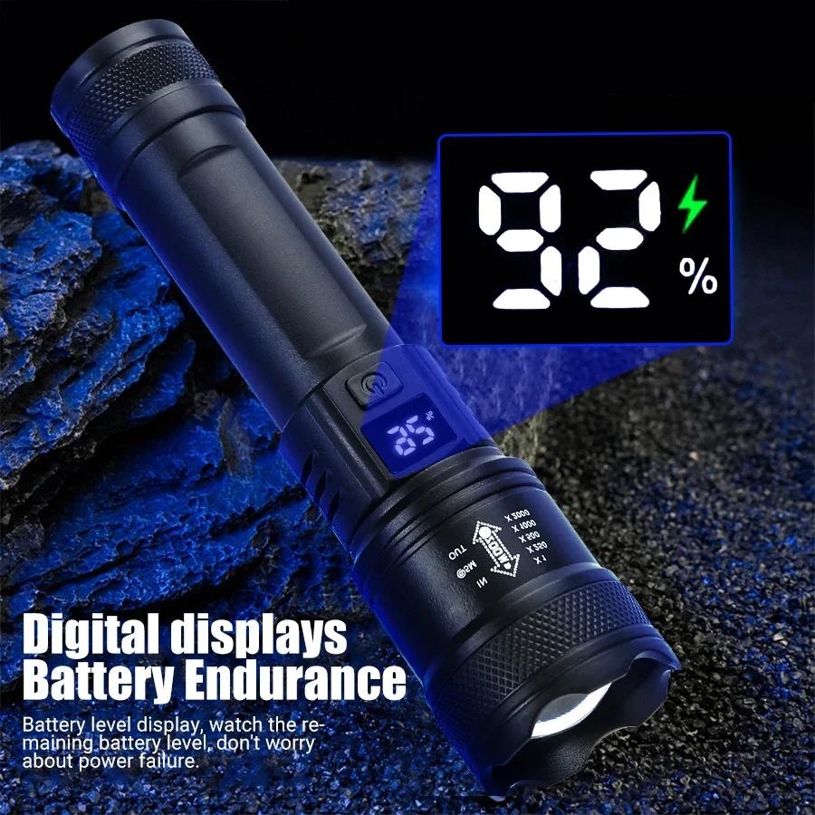 High Power LED Flashlight 2000LM Rechargeable Tactical Torch Zoom Camping - Image 6