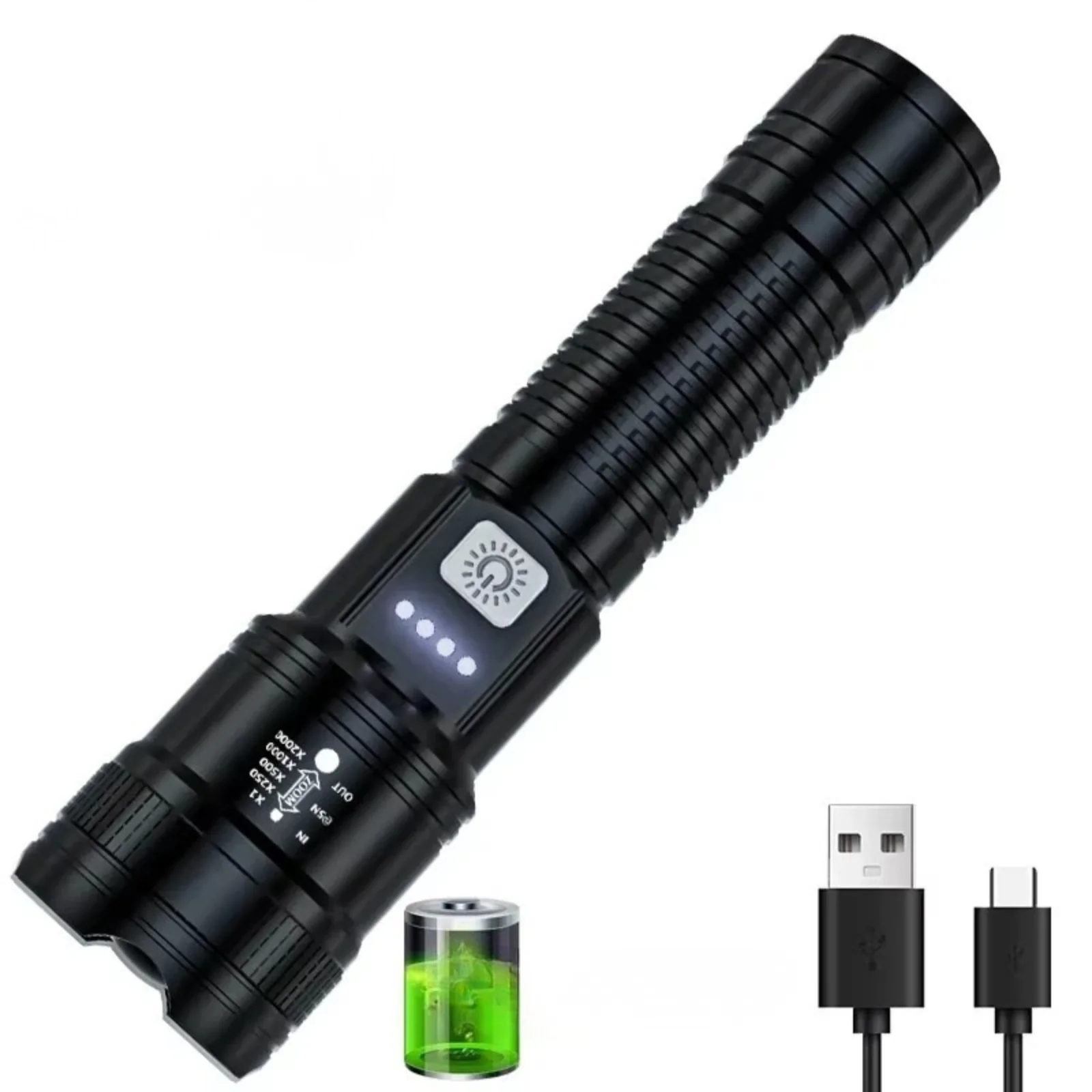 High Power LED Flashlight 2000LM Rechargeable Tactical Torch Zoom Camping - Image 9