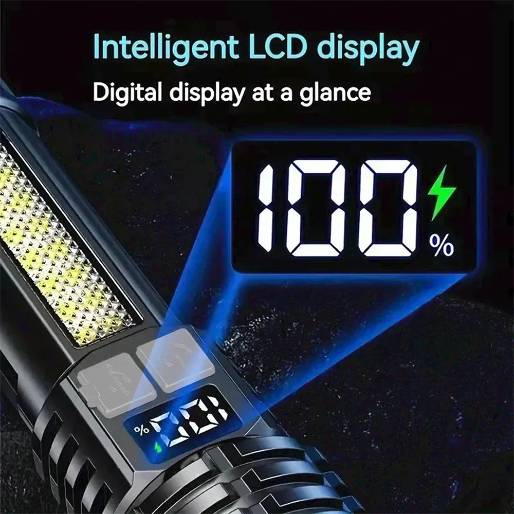 High Power LED Flashlight TYPE-C Rechargeable COB Torch Outdoor Camping Hiking Light - Image 2