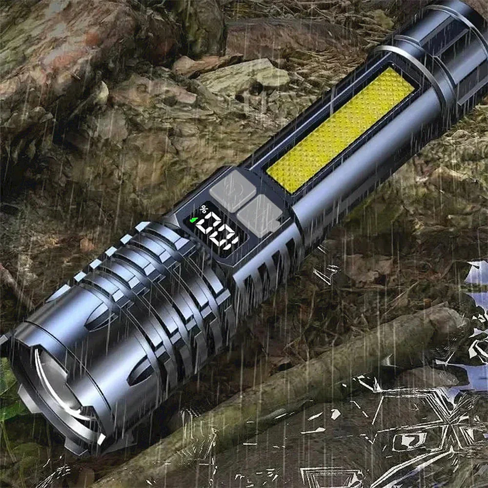 High Power LED Flashlight TYPE-C Rechargeable COB Torch Outdoor Camping Hiking Light - Image 4