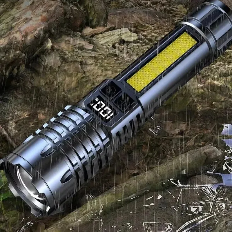High Power LED Flashlight Type C Rechargeable COB Torch Side Light Camping - Image 7