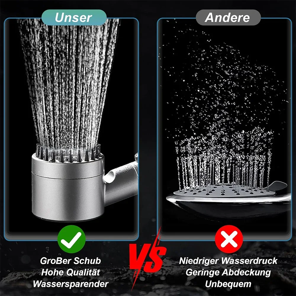 High Pressure Handheld Shower Head 3 Modes Filter Spa Spray with ON/OFF Water Save - Image 5