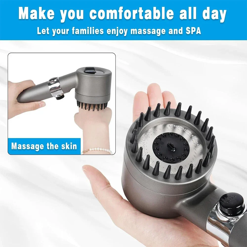 High Pressure Handheld Shower Head 3 Modes Filter Spa Spray with ON/OFF Water Save - Image 6