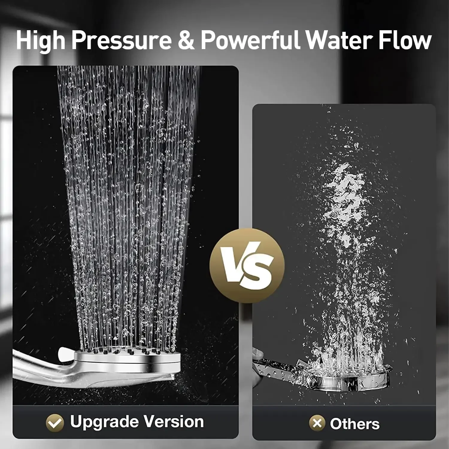 High Pressure Shower Head with Handheld & 10 Spray Modes, Stainless Steel Hose - Image 2