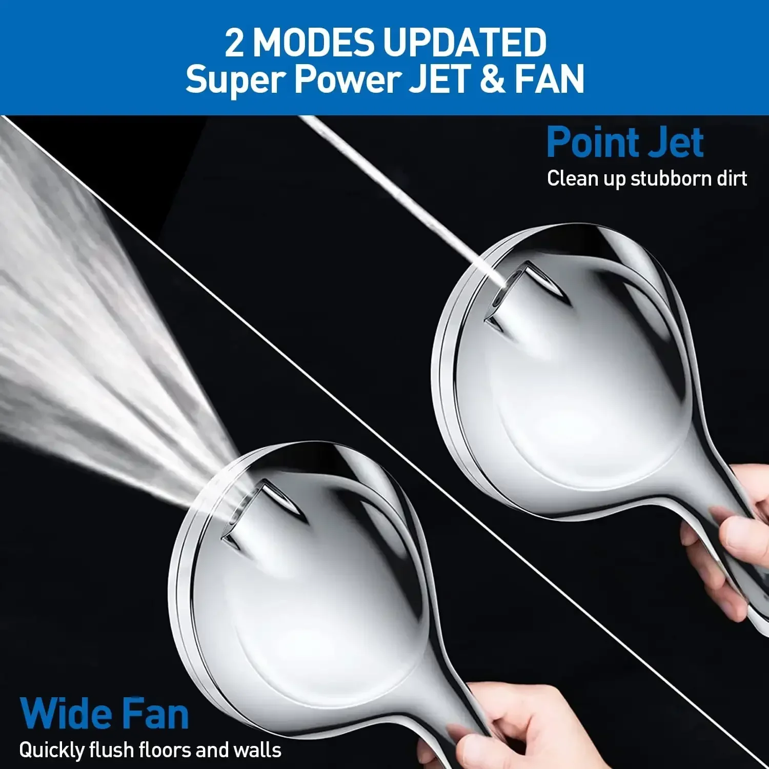 High Pressure Shower Head with Handheld & 10 Spray Modes, Stainless Steel Hose - Image 3
