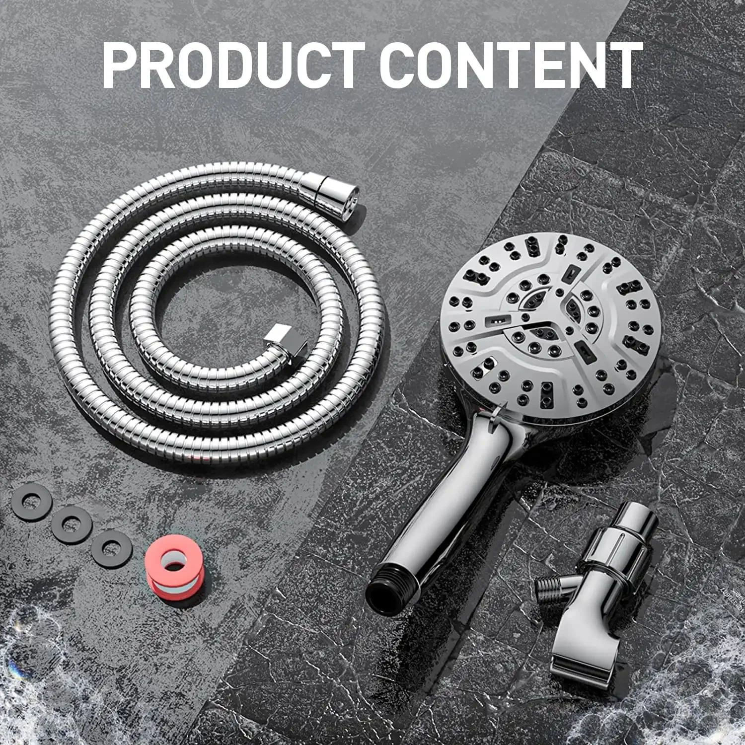 High Pressure Shower Head with Handheld & 10 Spray Modes, Stainless Steel Hose - Image 5