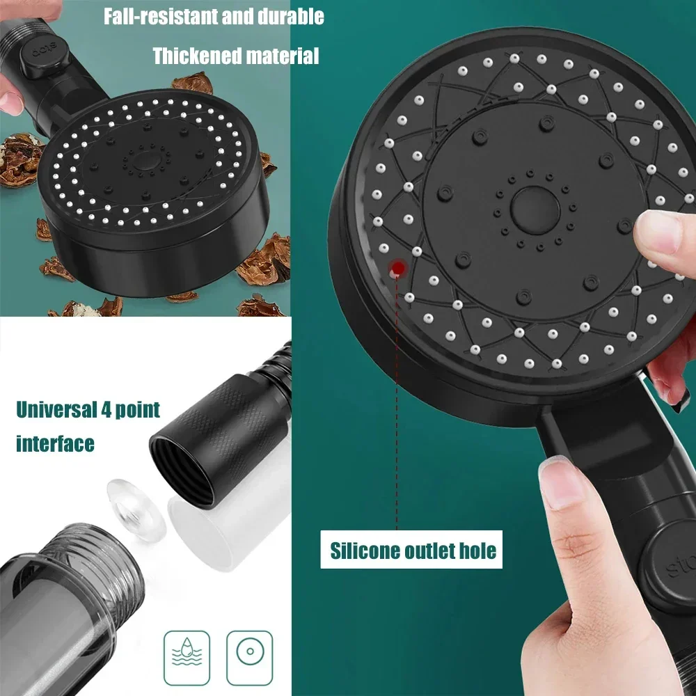 High Pressure Water Saving Shower Head Handheld with 10 Spray Modes Filter Nozzle - Image 2
