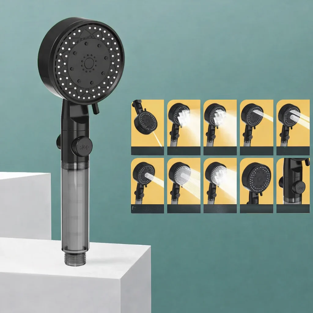 High Pressure Water Saving Shower Head Handheld with 10 Spray Modes Filter Nozzle - Image 7