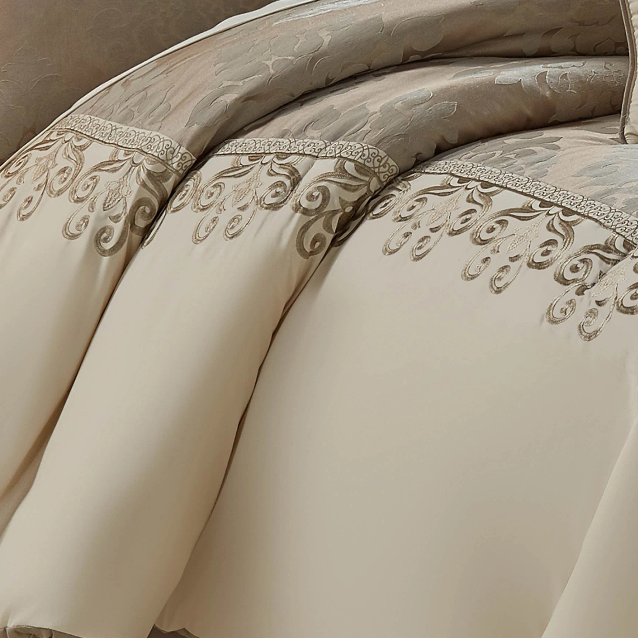Hillcrest 9-Pc Ivory Damask Jacquard Comforter Ensemble - Image 10