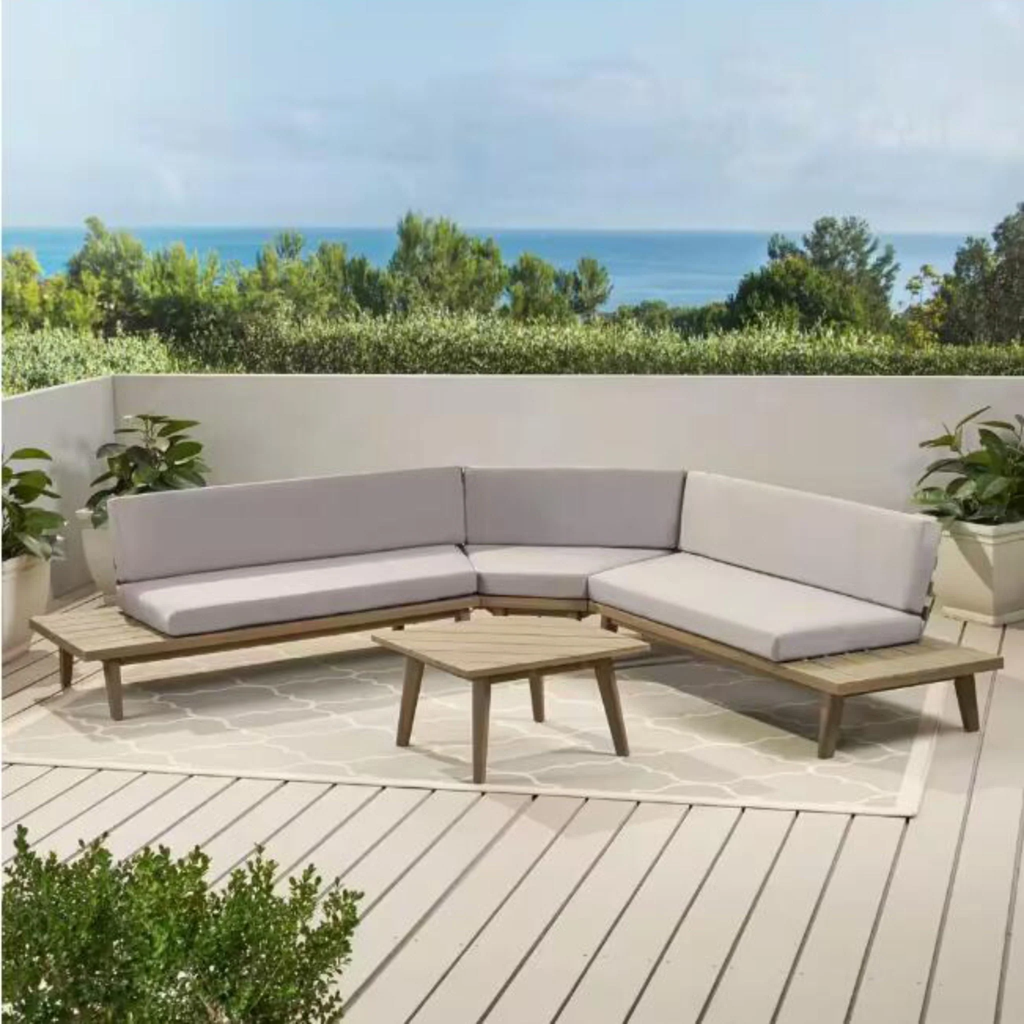 Hillcrest - V Shaped 4 Piece Sofa Set, Water Resistant - Image 3