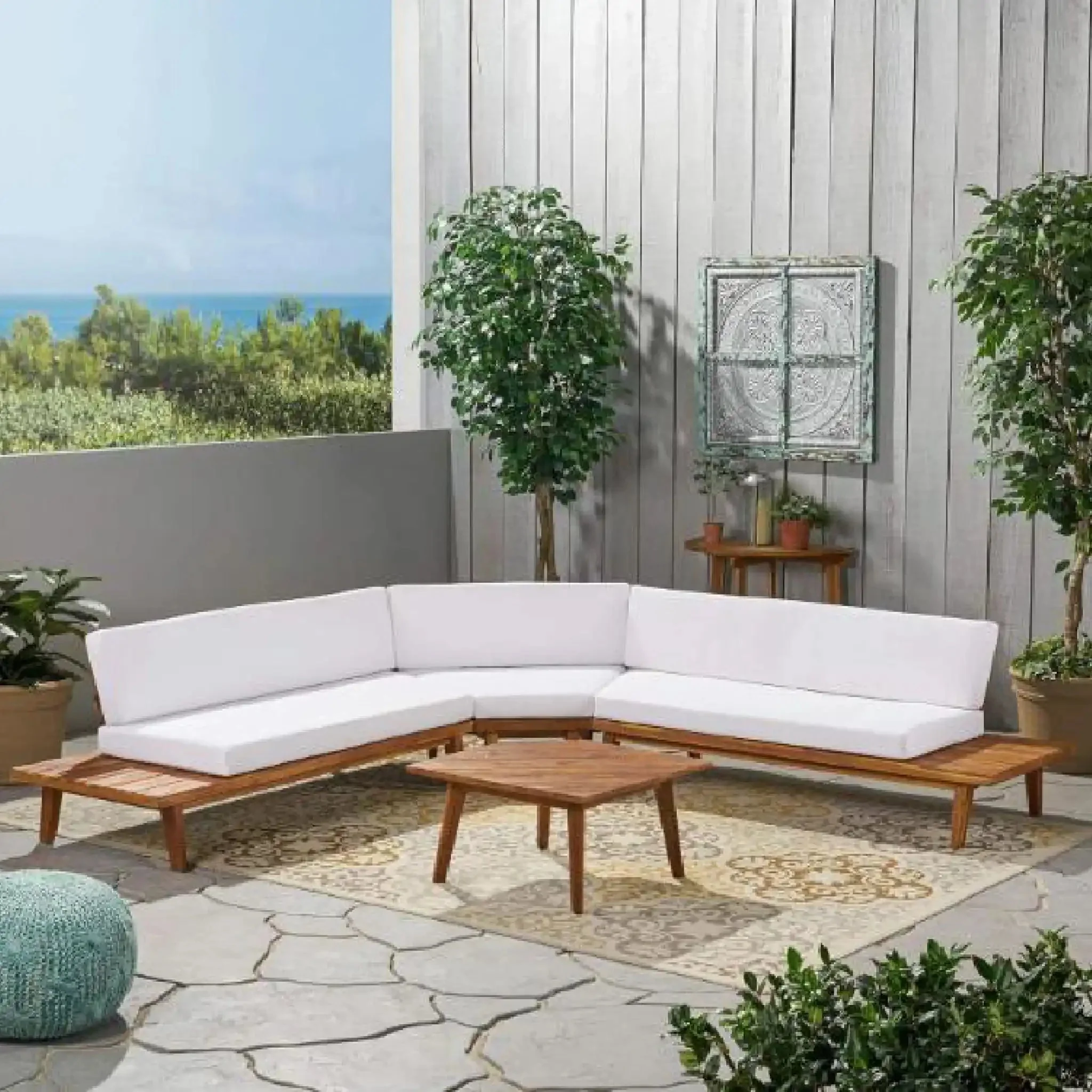 Hillcrest - V Shaped 4 Piece Sofa Set, Water Resistant - Image 4