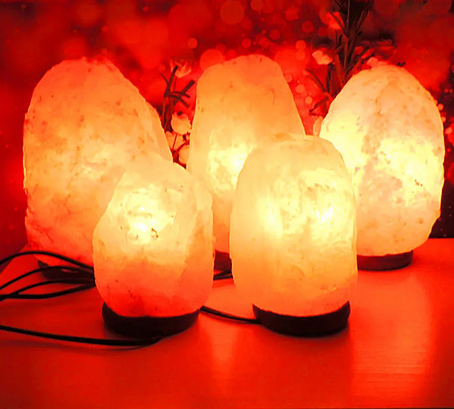 Himalayan Salt Lamp 7 Color USB Night Light Wooden Base Table Lamp for Bedroom - Image 2