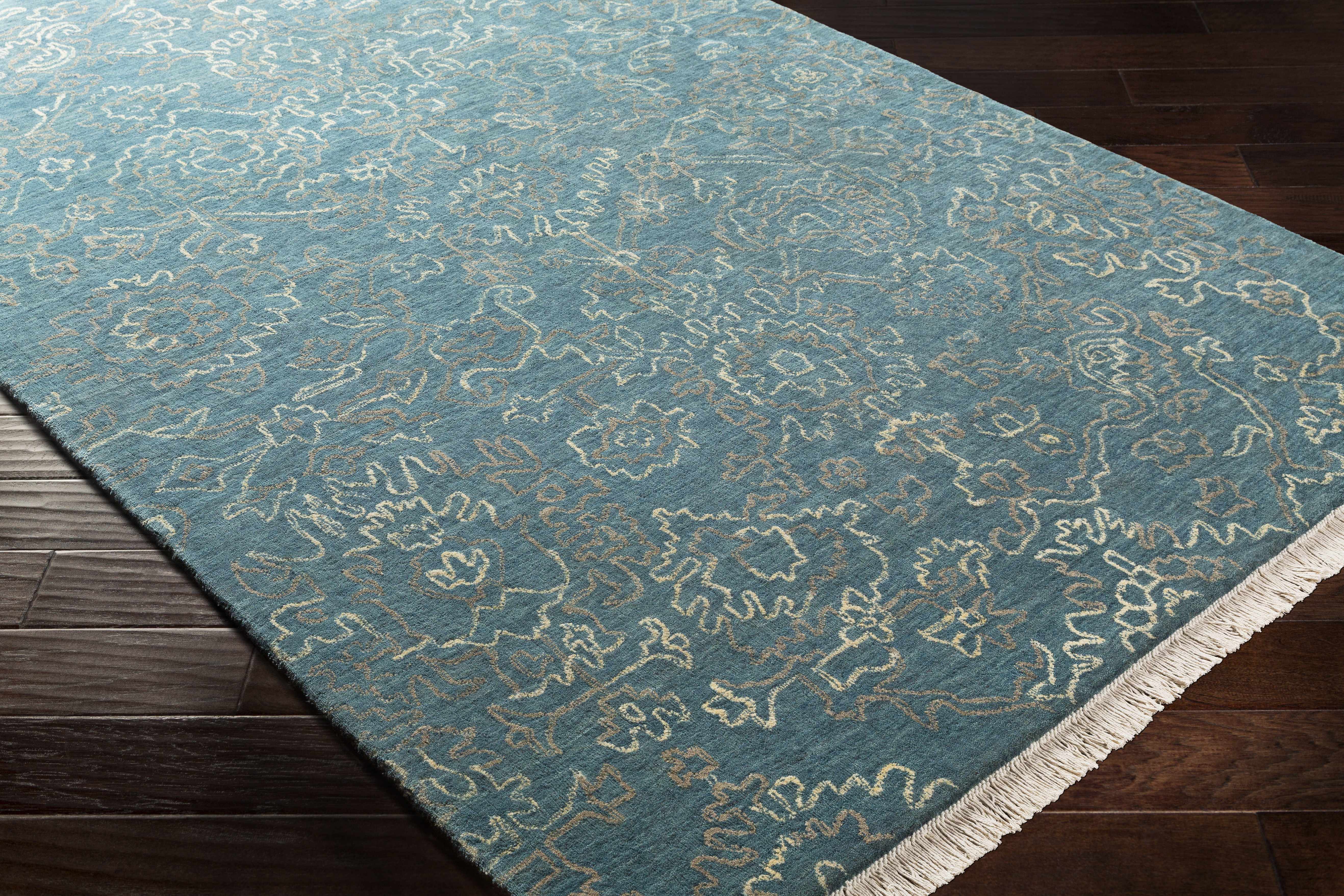 Hinkle Teal Premium Wool Carpet - Clearance - Image 2