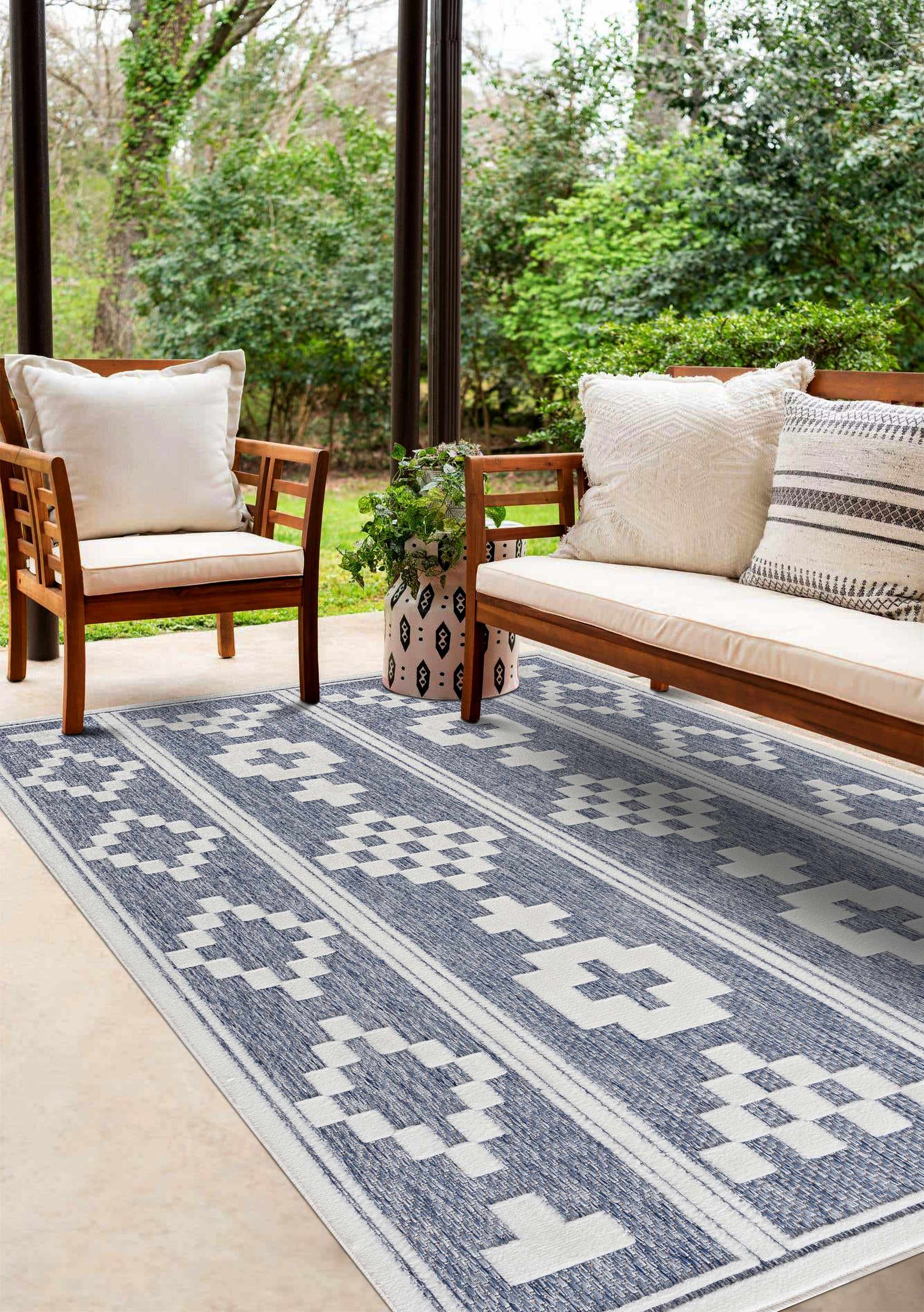 Hiro Blue Outdoor Rug - Clearance - Image 3
