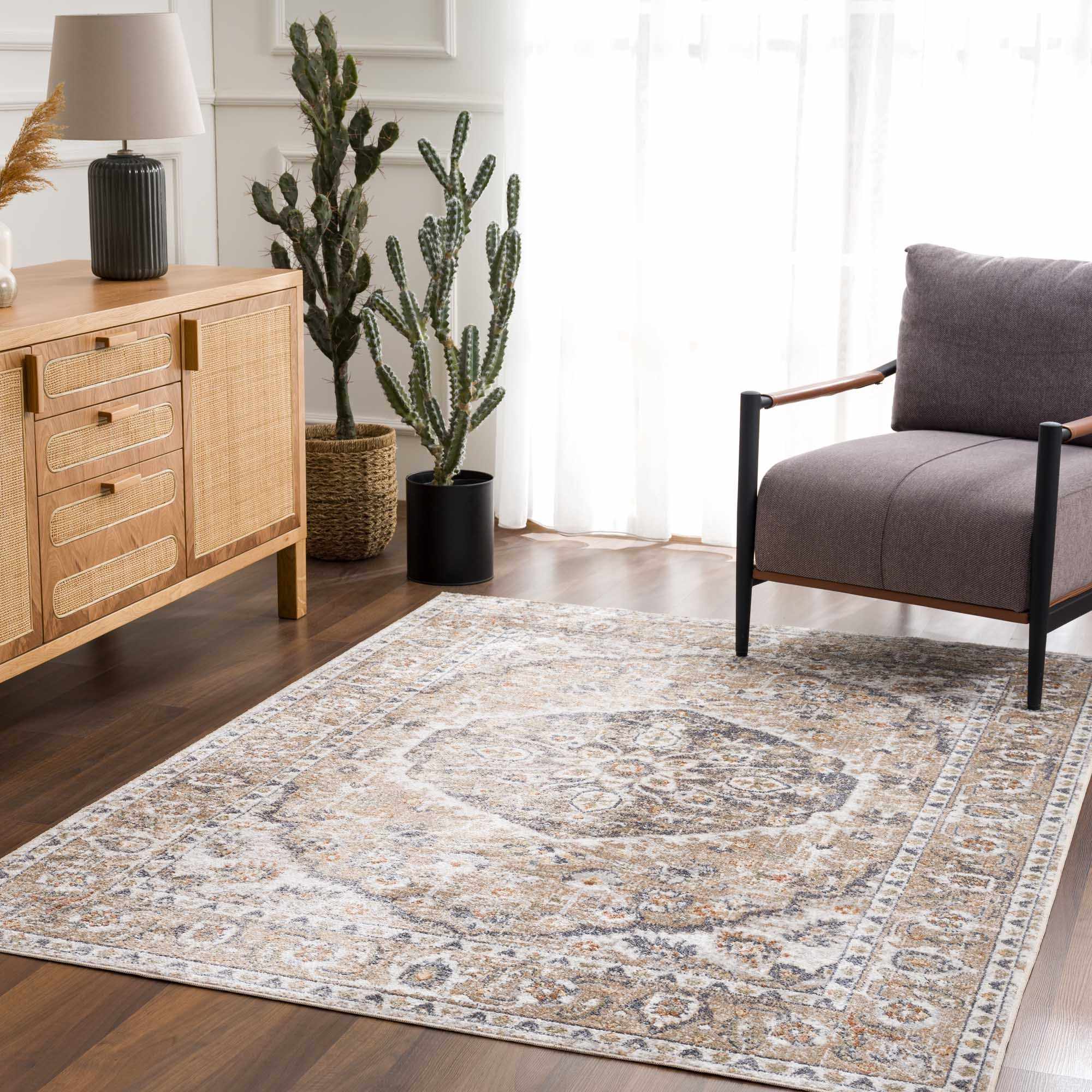 Hiti Beige Flat Pile Washable Rug - Image 3