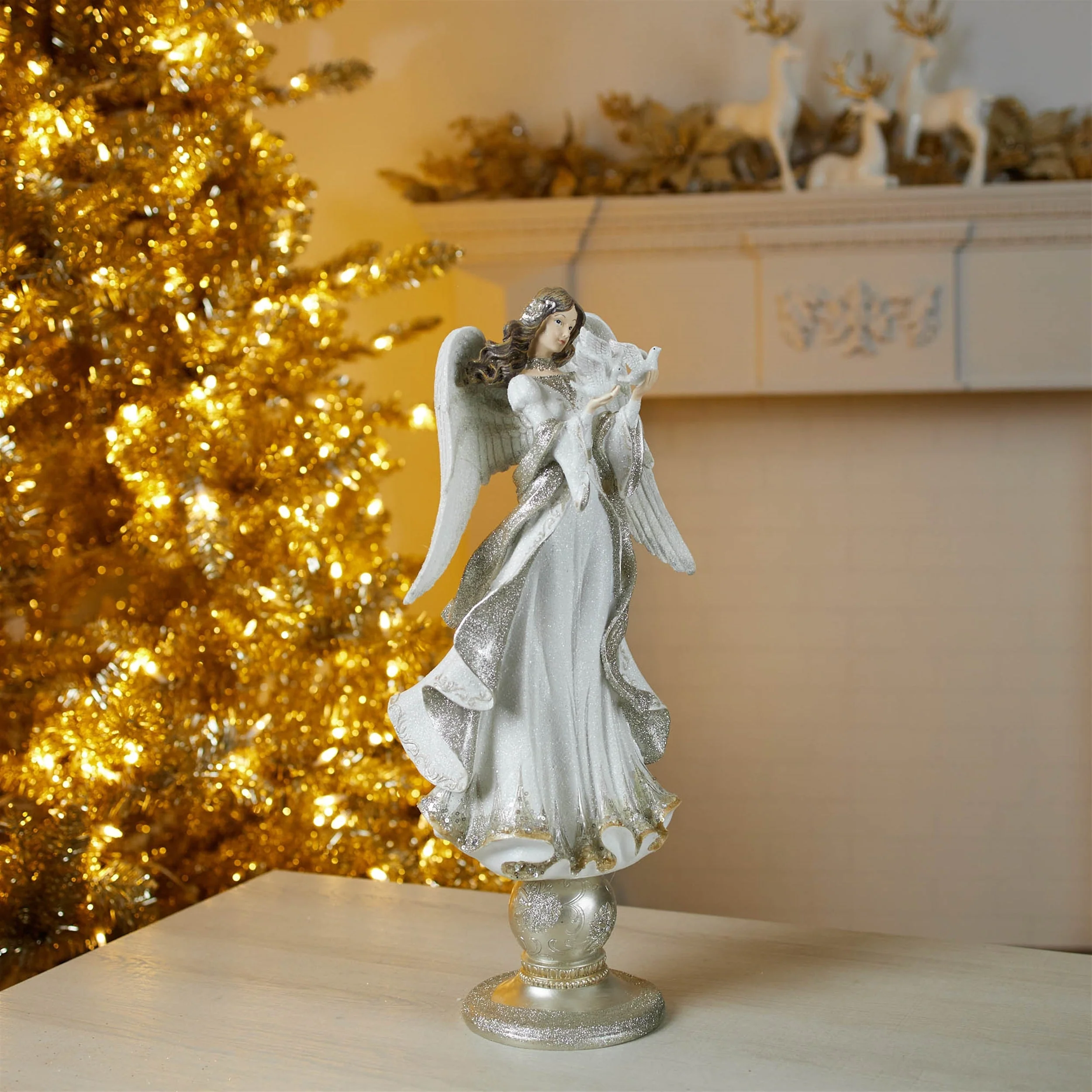 Holiday Angel Statue on Pedestal 20"H - Image 2