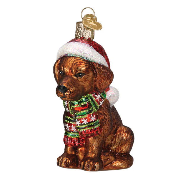 Holiday Chocolate Labrador Pup Ornament - Image 3