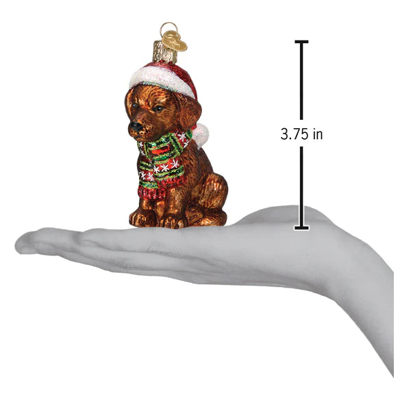 Holiday Chocolate Labrador Pup Ornament - Image 6