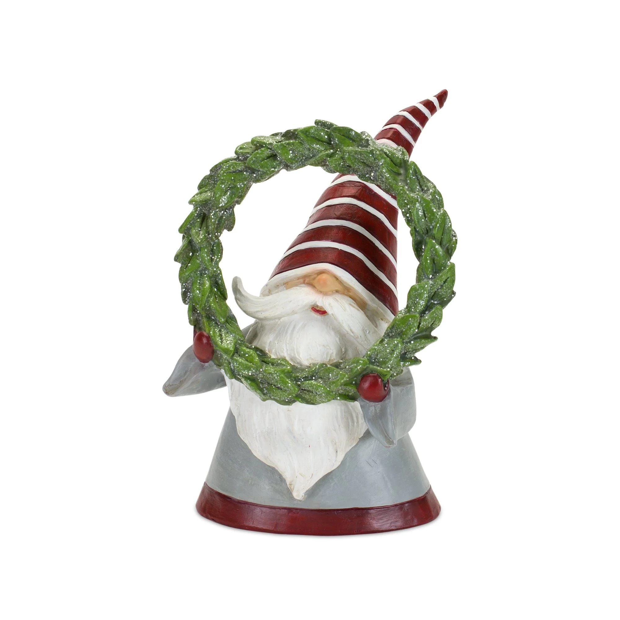 Holiday Gnome Figurine with Pine Tree and Wreath Accent (Set of 2) - Image 3