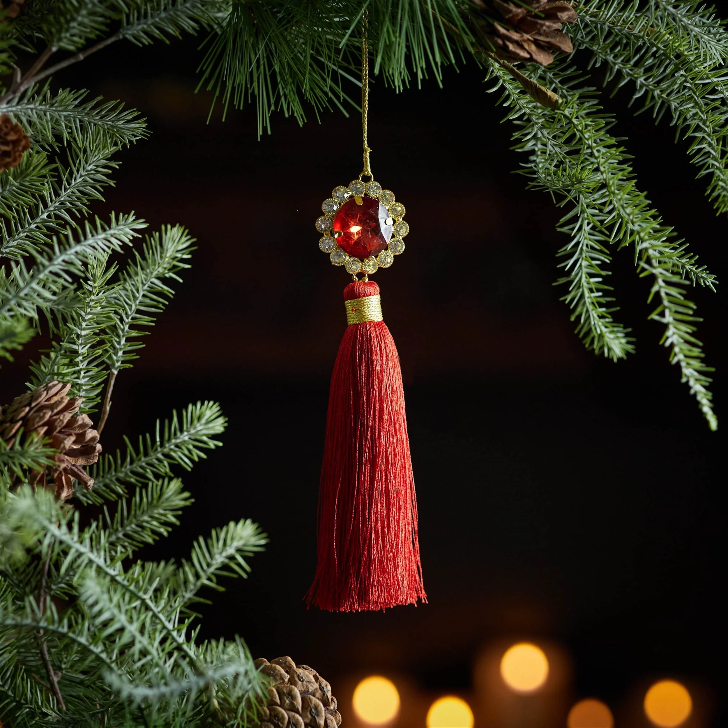 Holiday Jewel Tassle Ornament (Set of 6) - Image 2