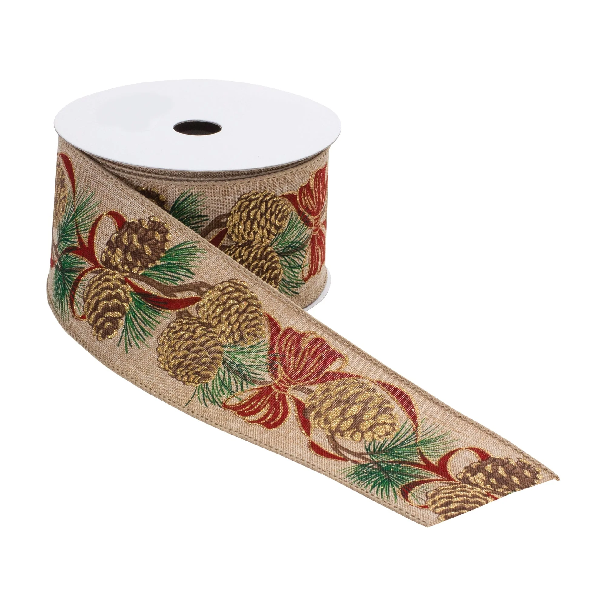 Pinecone Wired Ribbon (Set of 2) - Image 2